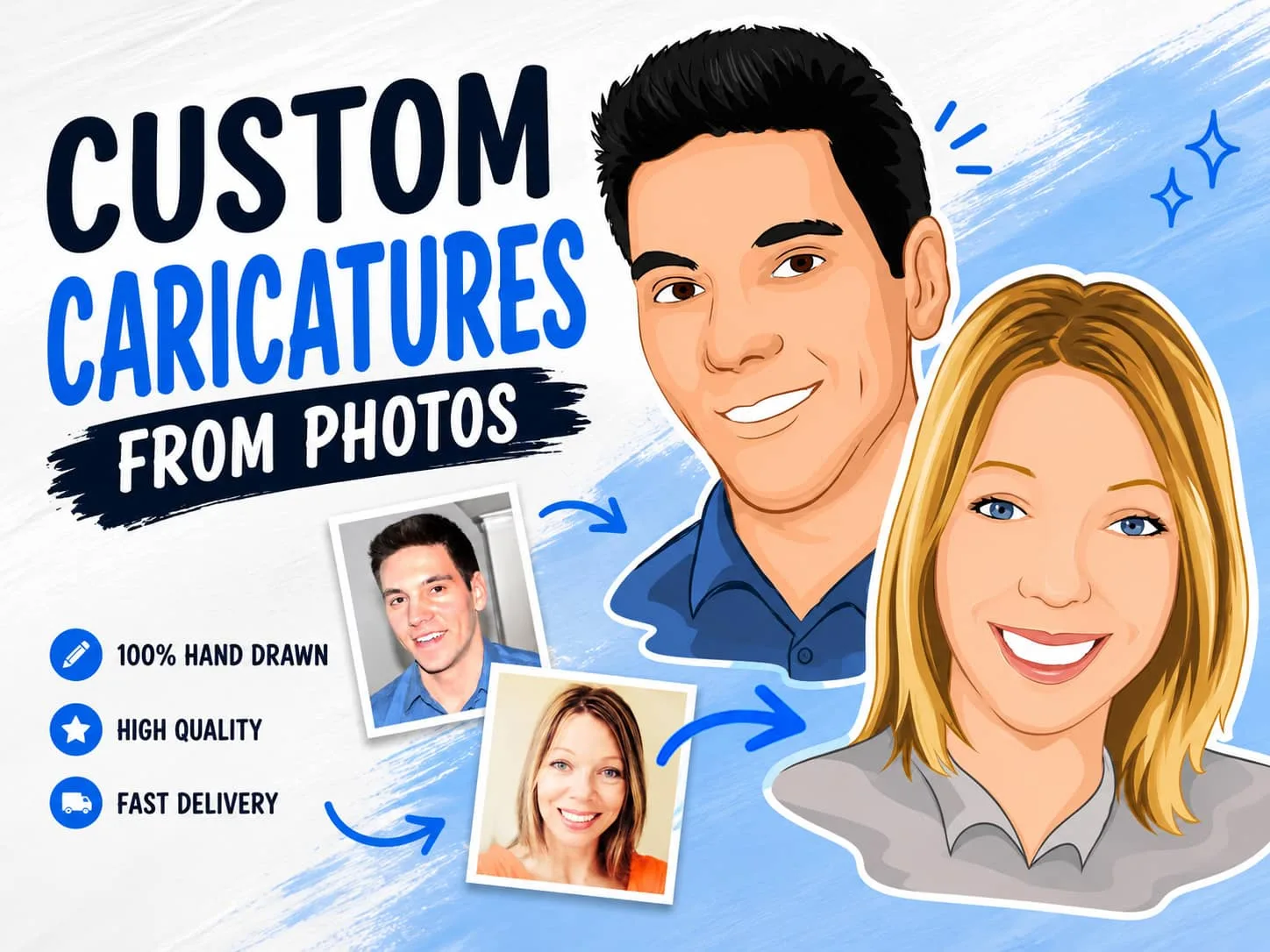 Custom cartoon caricature illustrated from a photo